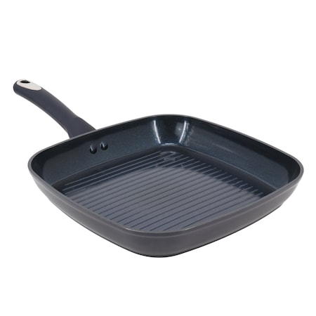 Oster Hawke 11 Inch Square Ceramic Nonstick Aluminum Grill Pan in Dark Blue 141070.01