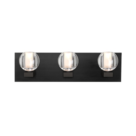 Besa Lighting Besa, Boca Vanity, Clear, Black Finish, 3x3W LED 3WF-BOCACL-LED-BK