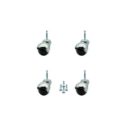 Service Caster 2 Inch Bright Chrome Hooded Grip Neck Ball Casters, 4PK SCC-GN01S20-POS-BC-516-4