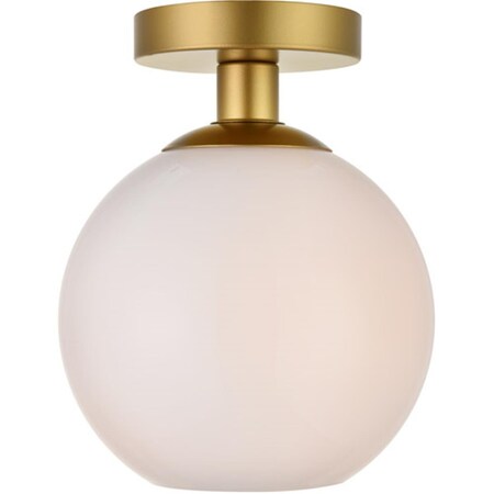 Cling Baxter 1 Light Flush Mount Ceiling Light with Frosted White Glass, Brass CL2571148