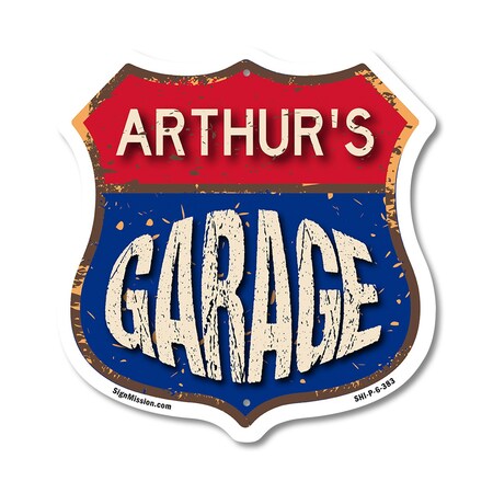 Signmission Arthur's Garage, 6 Inch X 6 Inch, Plastic Sign SHI-P-6-383-ARTHUR