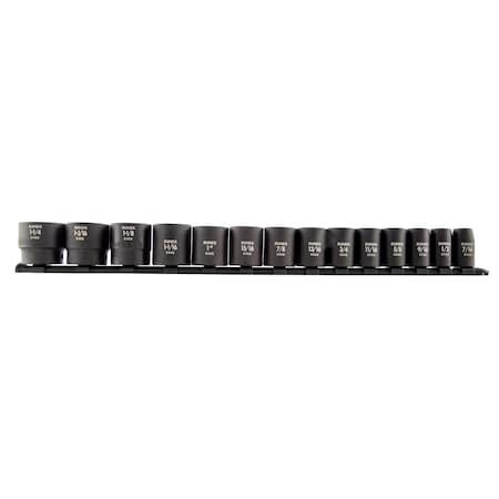 Sunex 1/2 in Drive Sae 12 Point Impact 14 Piece Set Socket Set (Rail) 2678A