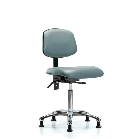 Blue Ridge Ergonomics Vinyl Chair Chrome, Med Bench, Glides, Storm BR-VMBCH-CR-T0-A0-NF-RG-8822