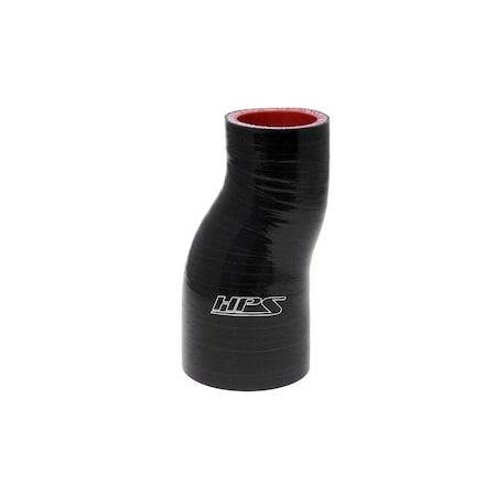 Hps Performance 2-1/2 in - 3 in ID x 6 in L, 4-Ply High Temp Reinforced Silicone Offset Reducer Coupler Hose, Black HTSOR-250-300-L6-BLK