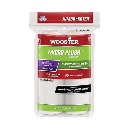 Wooster Jumbo-Koter 4.5''x5/16'' Micro Plush Mini Microfiber Roller Cover, 2PK RR314-4 1/2