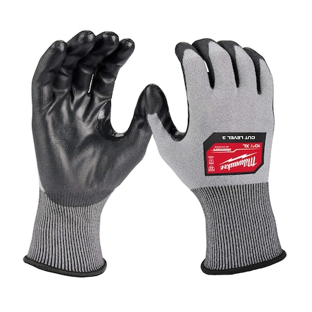 Milwaukee Tool Cut-Resistant Coated Gloves, Cut Level A3 , Dipped , Polyurethane , Smooth , XL 12 PK 48-73-8733B