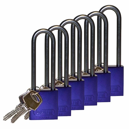 Brady Standard Key Retain Lockout Aluminum Padlock 3in Aluminum Shackle KA Purple 6PK 123318