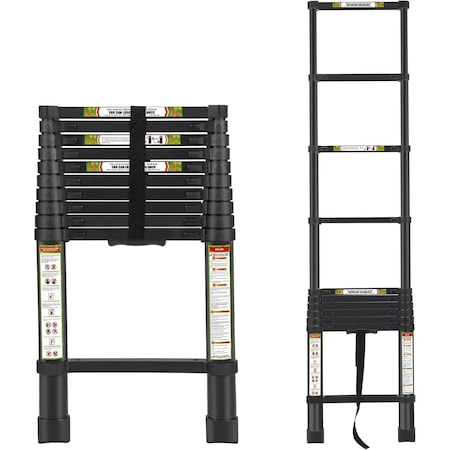 Wrightmaster 10.5 ft. Heavy Duty Aluminum Extension Ladder with Non-Slip Feet 330 lbs. Load Capacity, Black ZROXQN22000402