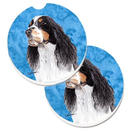Carolines Treasures Blue Springer Spaniel Set of 2 Cup Holder Car Coaster SC9134BUCARC