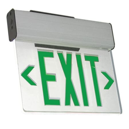Westgate LED EDGELIT EXIT SIGN W. B/C Single Face Univ 120/277V GREEN LETTER, CLEAR PANEL, ALUMINUM HOUSING XE-1GCA-EM