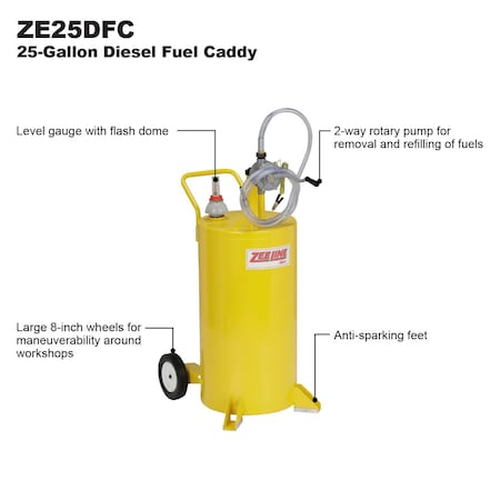 Zeeline By Milton 25-Gallon Diesel Fuel Caddy with 2-Way Rotary Pump ZE25DFC