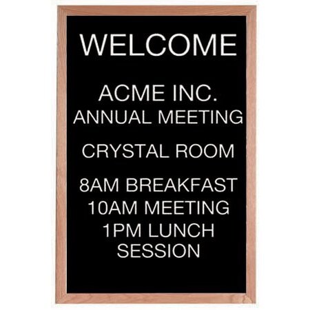Aarco Open Faced Oak Framed Letter Board Message Center, 18''Hx12''W AOFD1812