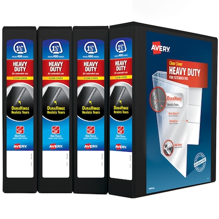 Avery Binder, Heavy-Duty View 3 Ring, 1.5 in, PK4 79870