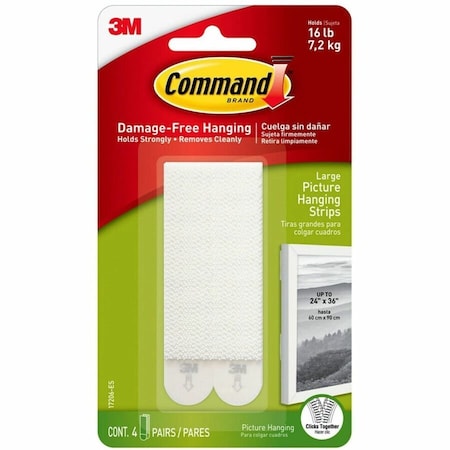 Command Picture Hanging Strip, White, Foam, PK4 17206-ES