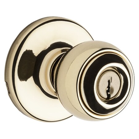 Kwikset 450P3POLO Storeroom Keyed Entry Knob, 3 Grade, Polished Brass, Knob Handle 94509-075