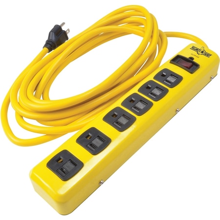 Yellow Jacket 6-Outlet 1440J Hi-Vis Yellow Surge Protector Strip with 15 Ft. Cord 5138N