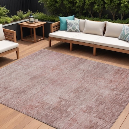 Homeroots 8' X 10' Blush And Pink Abstract Washable Indoor Outdoor Area Rug 616223