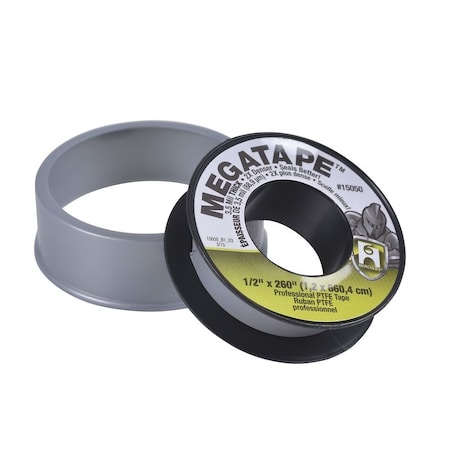 Hercules Thread Sealant Tape, 260 in L, 1/2 in W, PTFE, Gray 15050D