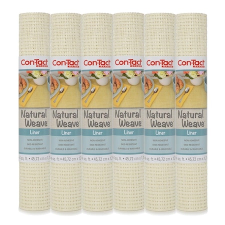 Con-Tact Brand Natural Weave Non-Adhesive Contact Shelf and Drawer Liner, 12' x 4', White Lattice Weave, 6 Rolls 04F-CWV62-06EC