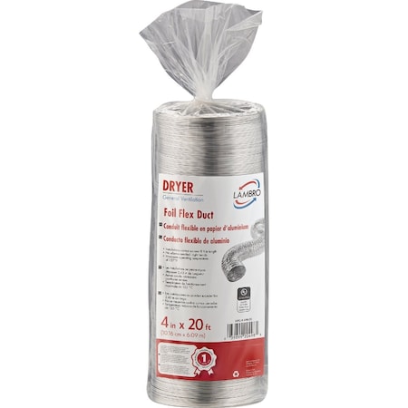 Lambro 4''x20 ' Clothes Dryer Transition Foil Flex Duct 498-20