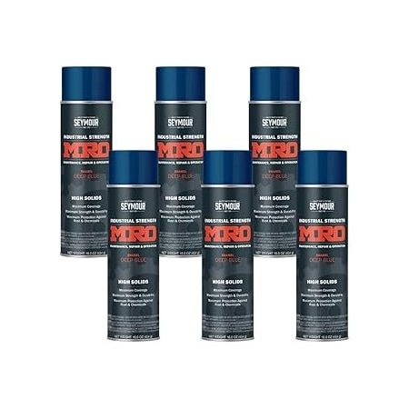 Seymour Midwest MRO Industrial High-Solids Spray Paint, Deep Blue, 16 oz, 6PK 6201426