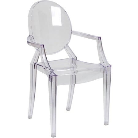 Flash Furniture Shirley Ghost Chair with Arms in Transparent Crystal FH-124-APC-CLR-GG