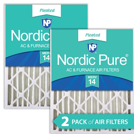 Nordic Pure 20x20x4 Pleated Air Filter, High Capacity, Electrostatically Charged Synthetic Media, MERV 14, 2 PK 20x20x4M14-2
