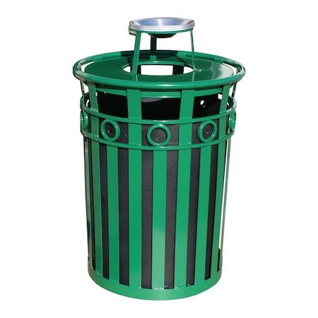Witt Industries Green Decorative, Outdoor Waste Receptacle with Ash Top M3600-R-AT-GN