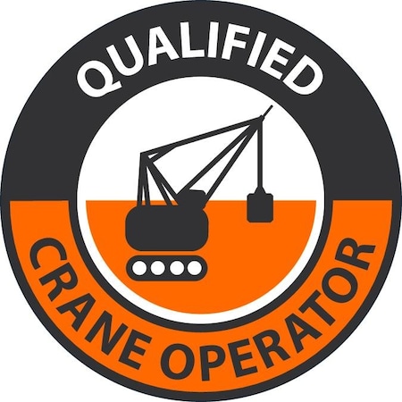 Accuform Hard Hat Sticker, 214 in Length, 214 in Width, QUALIFIED CRANE OPERATOR Legend, Adhesive Vinyl LHTL352