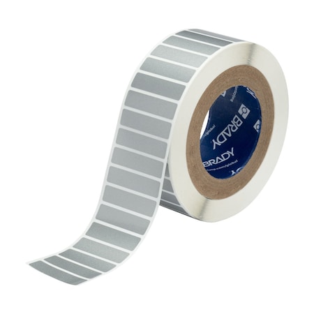 Brady Tamper-Resistant Metallized Vinyl Labels 1 in H x 2 in W Silver 3000/RL THT-17-362-3