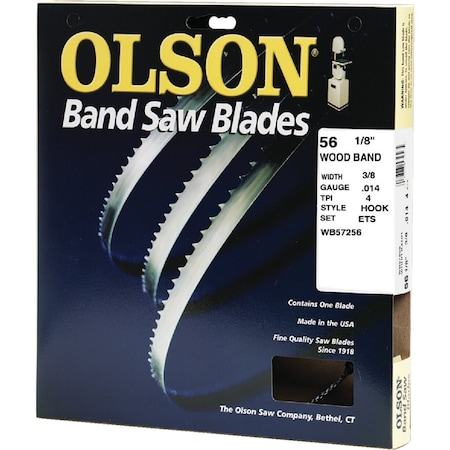 Olson 56-1/8'' x 3/8'' 4 TPI Hook Wood Cutting Band Saw Blade WB57256DB