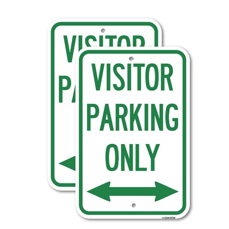 Signmission Visitor Parking Sign Visitor Parking Only With Bidirec, 12'' X 18'', Heavy Gauge Aluminum, 2PK A-1218-2PACK-22725