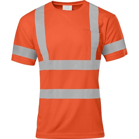 Ironwear Class 3 Hi-Vis Reflective Short Sleeve Shirt with Chest Pocket, Orange, 2X-Large 1201-O-TP-LG