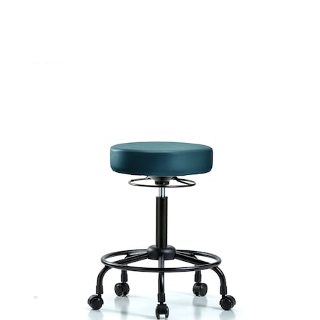 Blue Ridge Ergonomics Vinyl Stool, Med Bench, Round Tube Base, Casters, Royal BR-VMBSO-RT-RC-8801