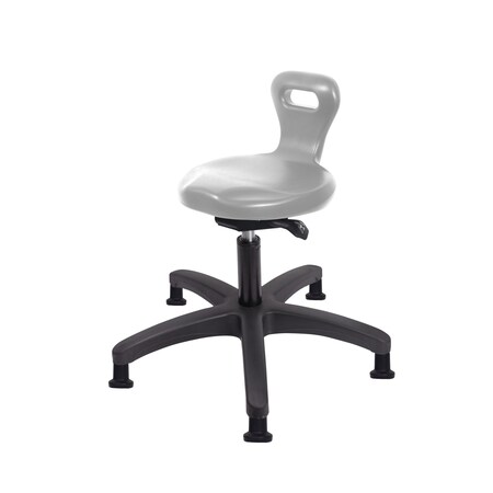 Blue Ridge Ergonomics Polyurethane Serpent Sit-Stand Stool-Medium Bench Height with Stationary Glides in Gray Polyurethane PSPMBSO-RG-NF-RG-GRY
