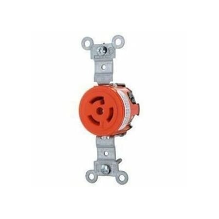 Leviton Locking Receptacle, L7-15R, 15 A, 277V AC, 2 Pole, Screw Terminals, Orange 4760-IG