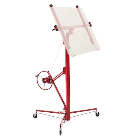 Vevor 16ft Drywall Lift 150 lbs Sheetrock Hoist Adjustable Arm Lockable Wheels Red LG-022