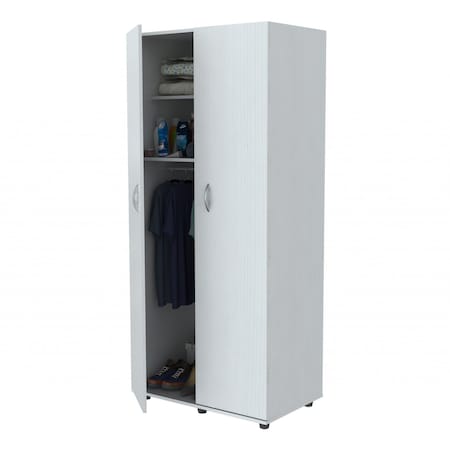 Homeroots White Finish Wood Wardrobe with Two Doors 249836