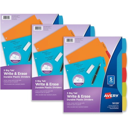 Avery Big Tab Write and Erase Durabl Plast, PK3 21212