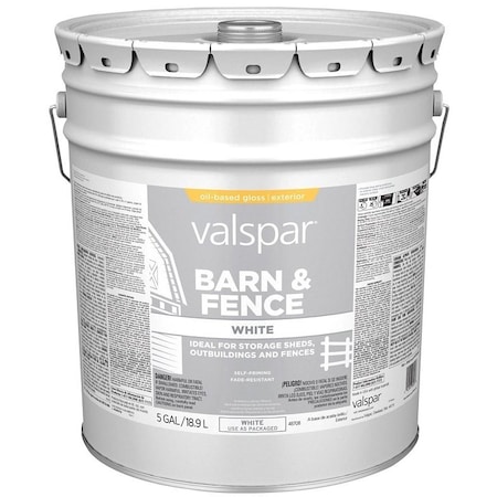 Valspar 018008 Barn and Fence Paint, White, 5 gal Pail 3145-75