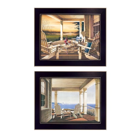 Homeroots Set Of Two Veranda Views Black Framed Print Wall Art, 2PK 405773