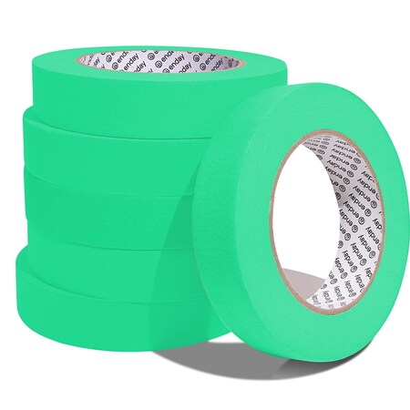 Enday Masking Tape, 1" x 60 Yards, Green, 6PK 8138-6
