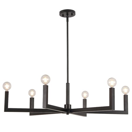 Jonathan Y Darcy 35" 6-Light Grand Modern Industrial Adjustable Geometric Architectural Square-Arm Candle-Style JYL9561B