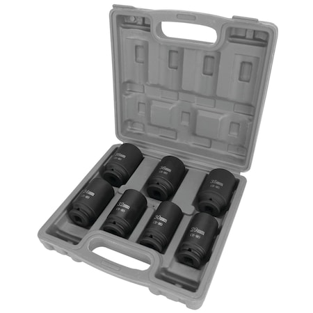 Performance Tool 7 pc. 1/2 in. Axle Nut Socket Set, Deep Sockets, SAE/Metric, Storage Case W89323