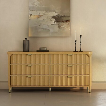 Manhattan Comfort Park 68in Dresser in Natural (6-Drawer) DR1526-1