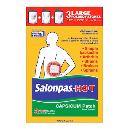 Salonpas Hot Capsaicin Topical Pain Relief, 5.12"X7.09", 3PK 1157126_CT