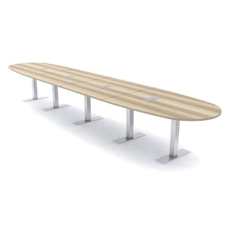 Skutchi Designs 18 Person Conference Table With Power Unit | 18' Boval Table | Harmony Series HAR-BOVL-48X216-T-K525-ESIL
