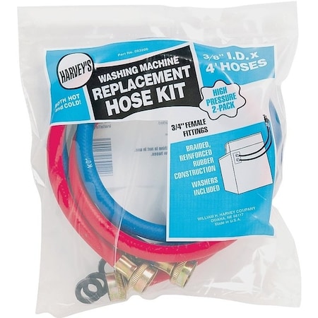 Harvey 0 Washing Machine Inlet Hose, 38 in ID, 4 ft L, Female, EPDM Rubber 93200