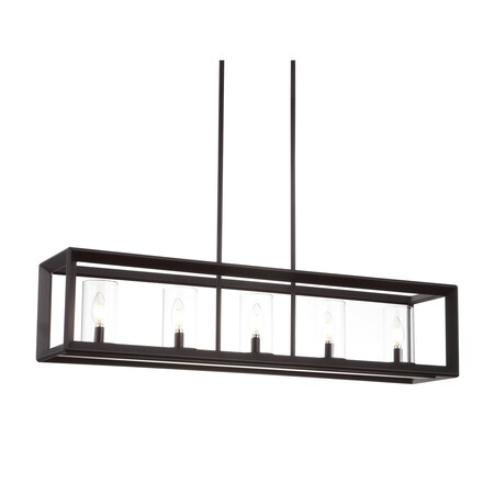 Jonathan Y Anna 38.5" Linear 5-light Metal/Glass LED Pendant, Oil Rubbed Bronze JYL7414A