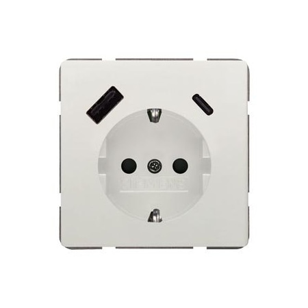 Siemens DELTA style titanwhite USB-SCHUKO socket outlet 2 USB A+C Power: Up to 18W 5UB1870-1TW01